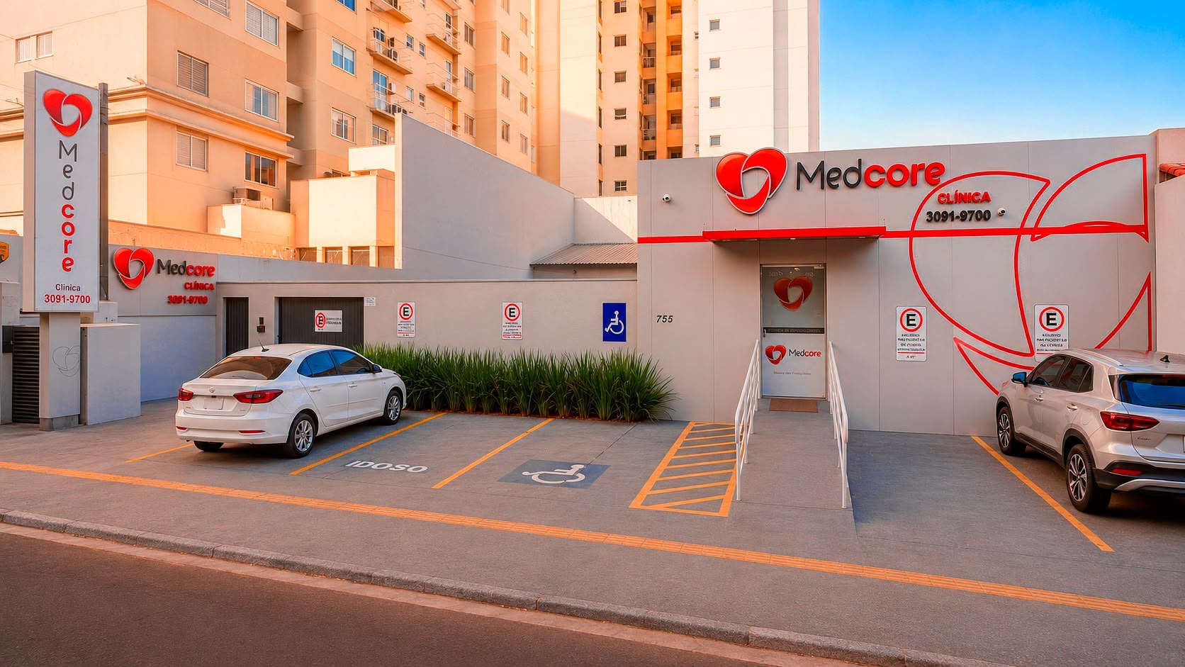 Fachada da Clínica Medcore em Goiânia